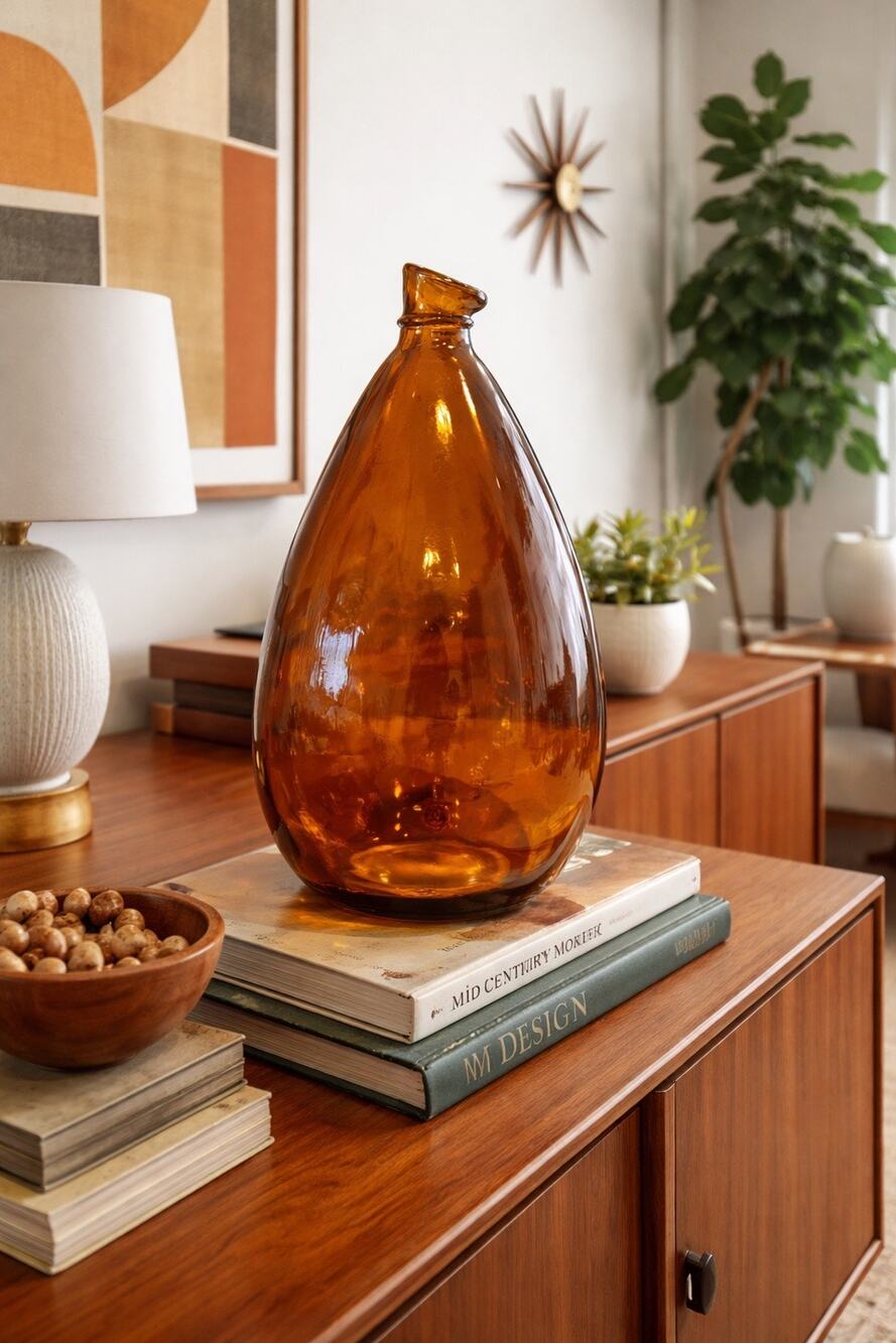 Viva Terra Recycled blown glass amber retro modern unique made in Spain